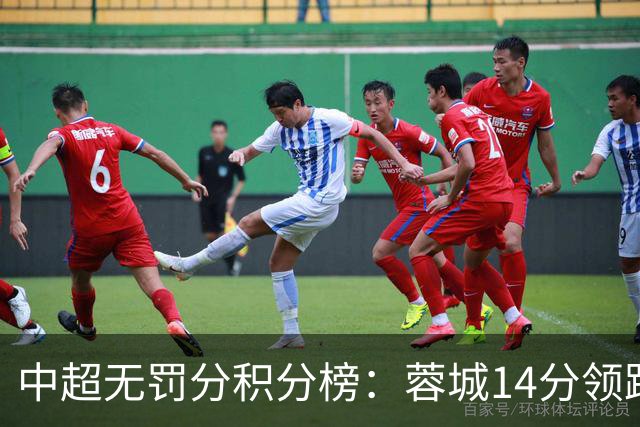 中超无罚分积分榜：蓉城14分领跑！泰山近4轮3负仍第2 三镇垫底